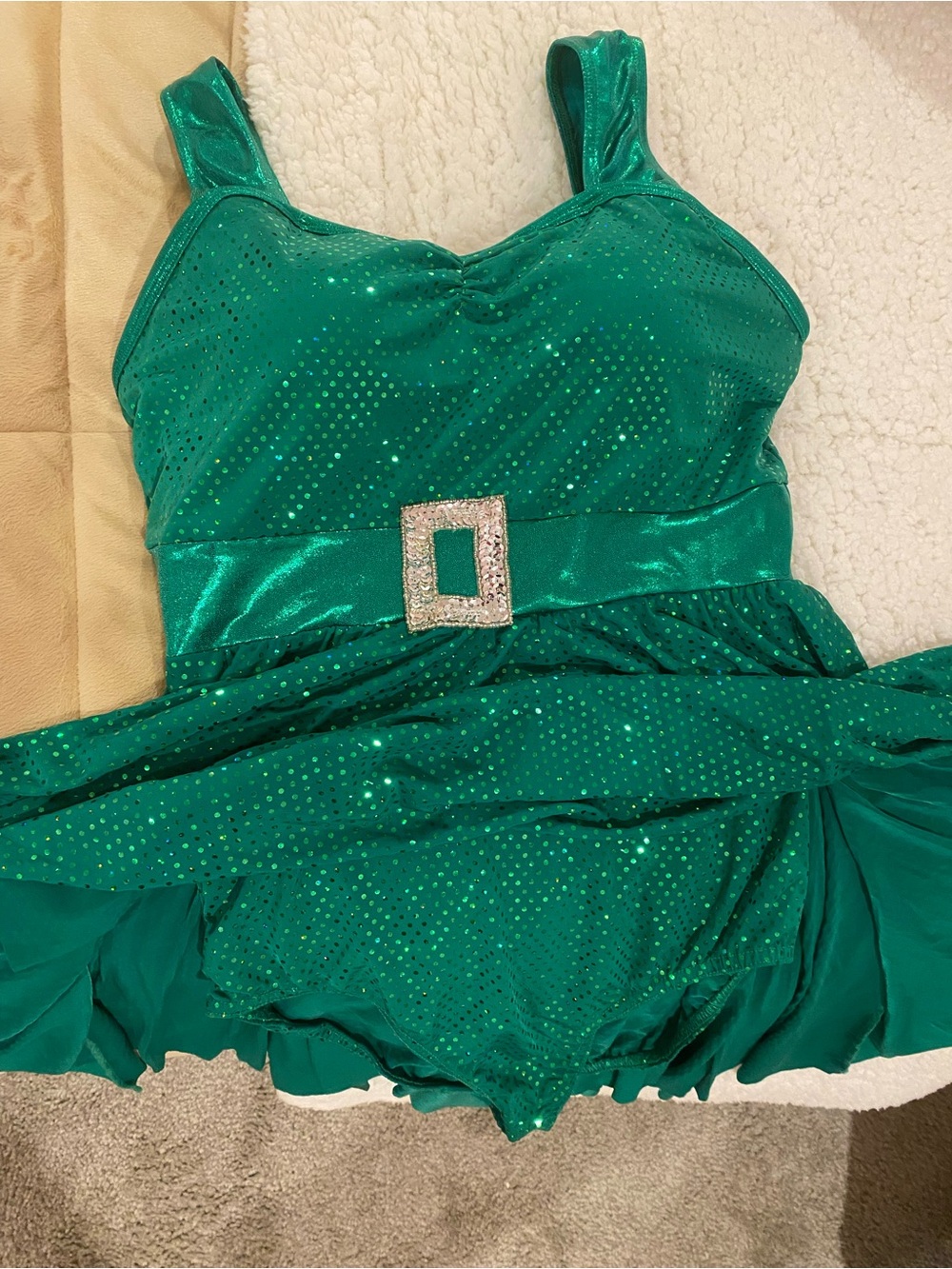 Green Sparkle Costume Dress with fingerless gloves and a choker